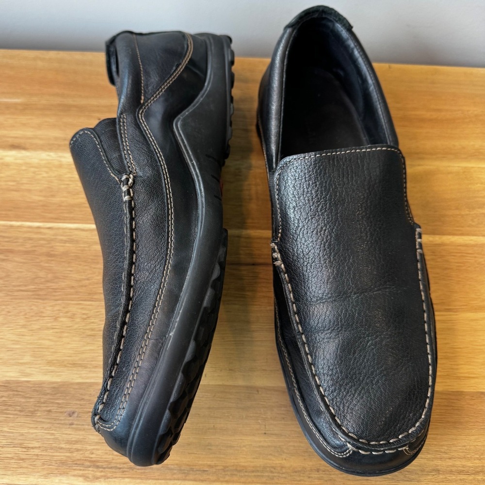 Rockport Men 13 M Black Leather Slip On Loafers Adiprene by Adidas K58506